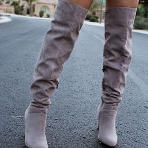 Grey Highknee Boots